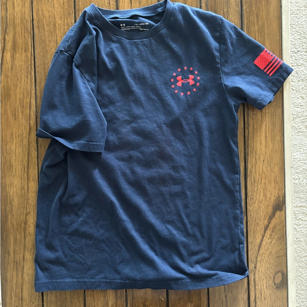 Under Armour Blue Tee with Red Accents